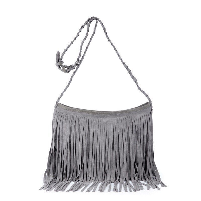 Fringed Leather Shoulder Bag Adjustable Knitting Strap Soft Messenger Bags 1 PC