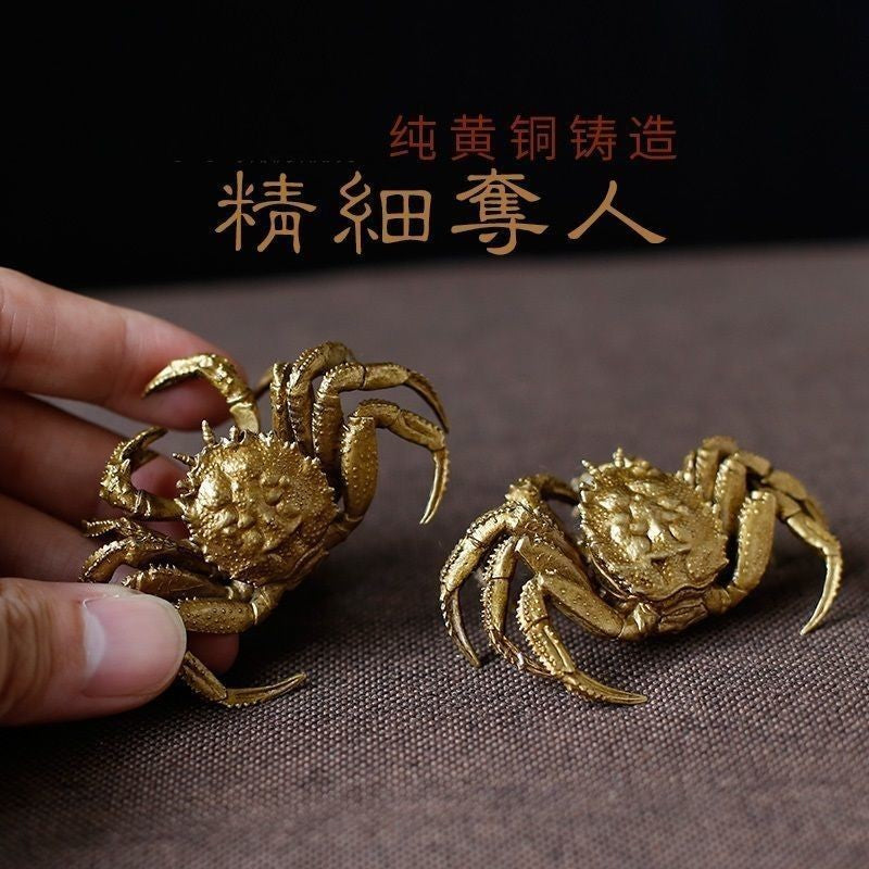 Pure Brass Crab Ornament Chinese Retro Fortune Tea Pet Copper Craft Gift