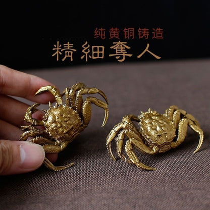Pure Brass Crab Ornament Chinese Retro Fortune Tea Pet Copper Craft Gift