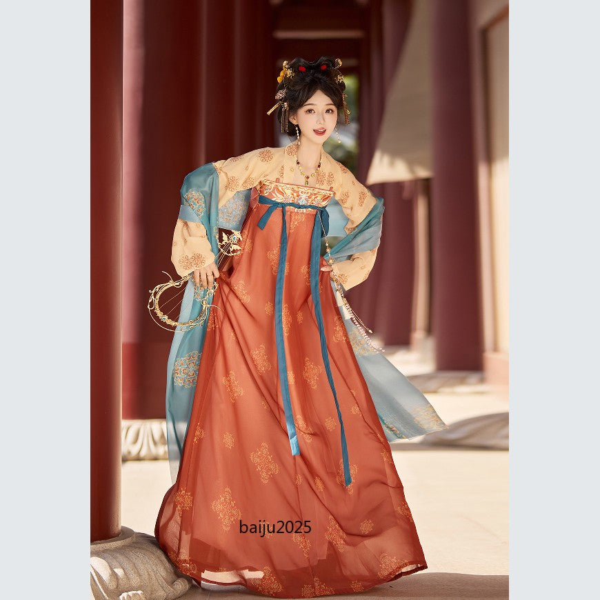 Chinese Traditional Tang Style Hanfu Women Ancient Costumes Dance Robe Clothes