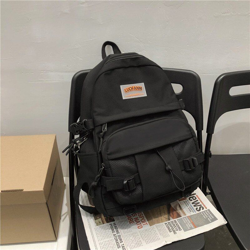 Large Backpacks Solid Zipper Purse Traveling Bags 33*17*43 CM Oxford Nylon Black