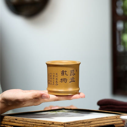 150ml real yixing zisha duan clay tea cup master cup Chinese character carved