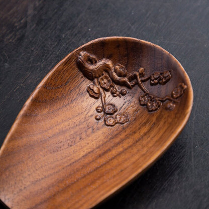 Walnut Wood Tea Spoon Handmade Plum Blossom Tea Scoop Tea Accessories