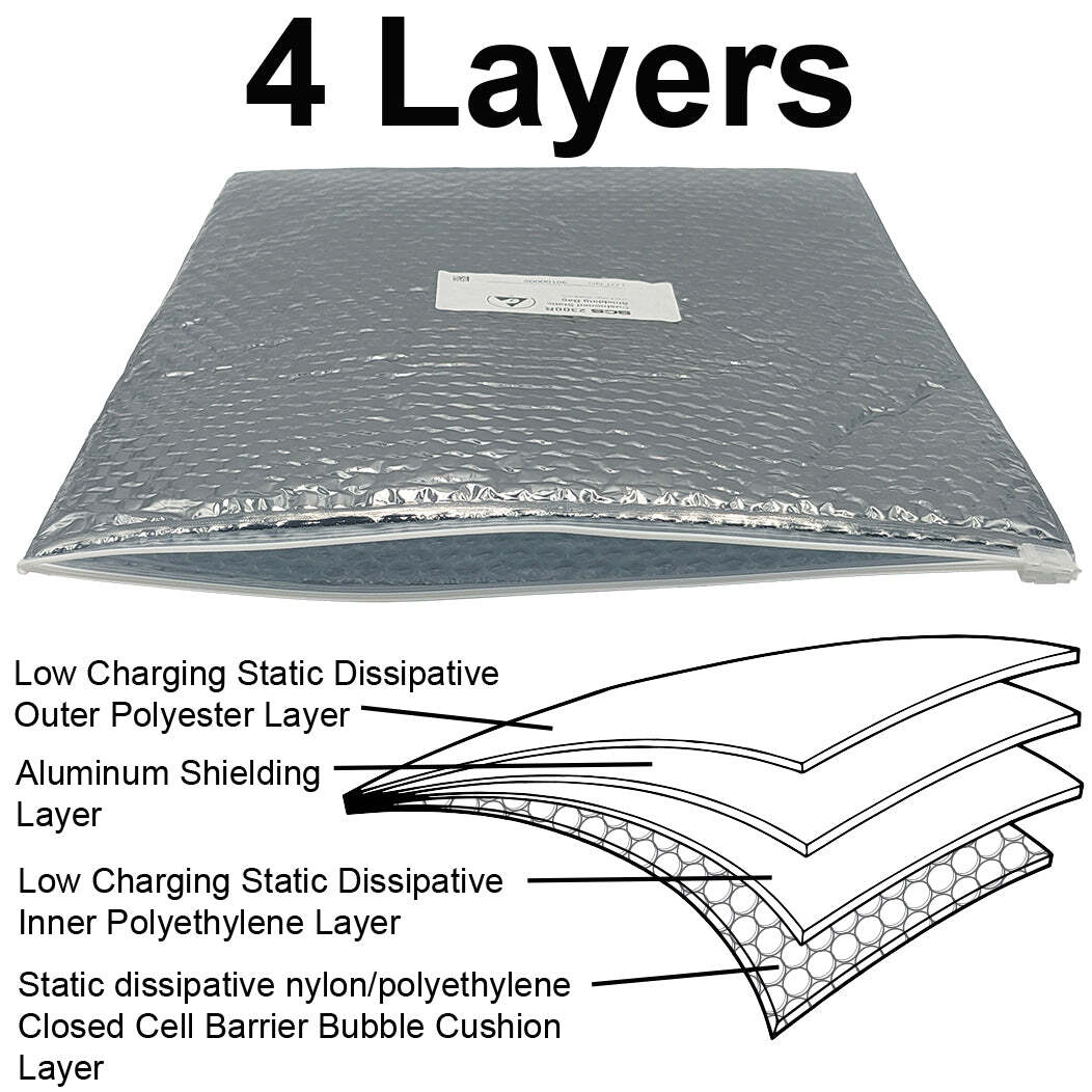50 Pack 13"x18" Resealable Cushioned Static Shielding Bags, Lightweight ESD