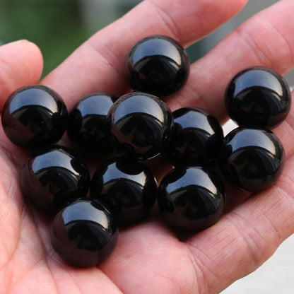 3Pcs Hot Natural Black Obsidian Quartz Round Sphere Crystal Healing Point Stones