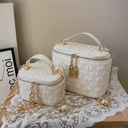 Bucket Shape Synthetic Leather Crossbody Bag Short Handle Handbag Purse S/L Size