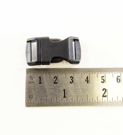120 Pack Contoured Side Release Small Black Plastic Buckles for 1/2" Straps