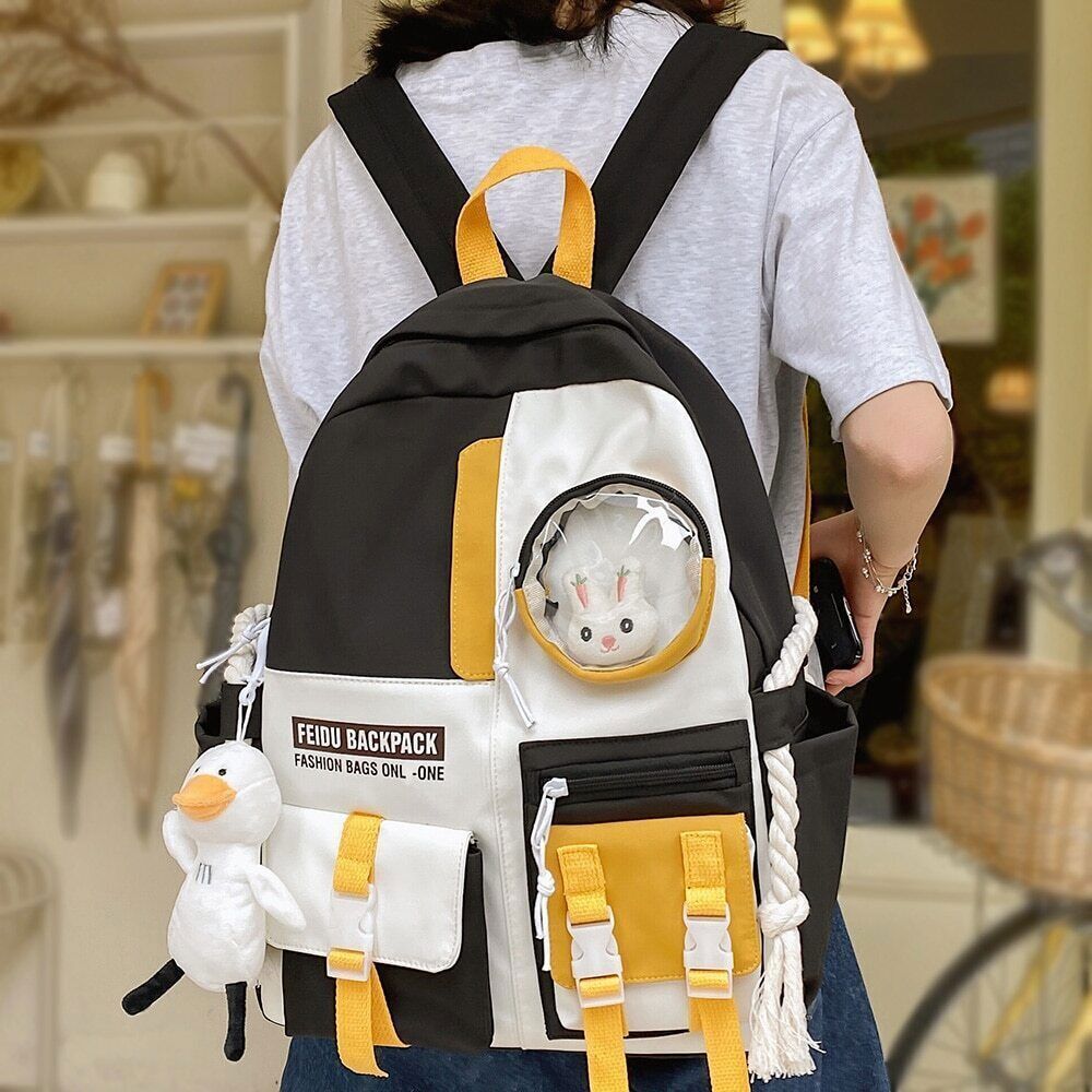 Nylon Bag Girl College Student Backpack Ladies School Bag Book Women Backpack