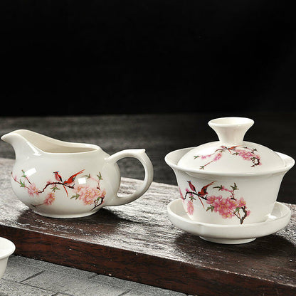 Chinese Ceramic Tea Set Kung Fu Tea Ceremony Gaiwan Tea Cup Set
