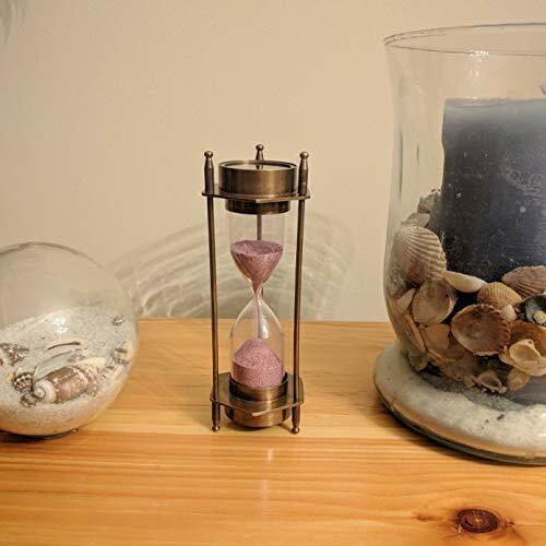 5.75" Brass Pirate Hourglass, Nautical Maritime Decoration with 2 Compasses