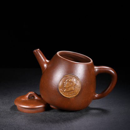 Chinese Yixing Zisha Clay Handmade Exquisite Teapot （高石瓢（文革壶） 底款：汪寅仙）