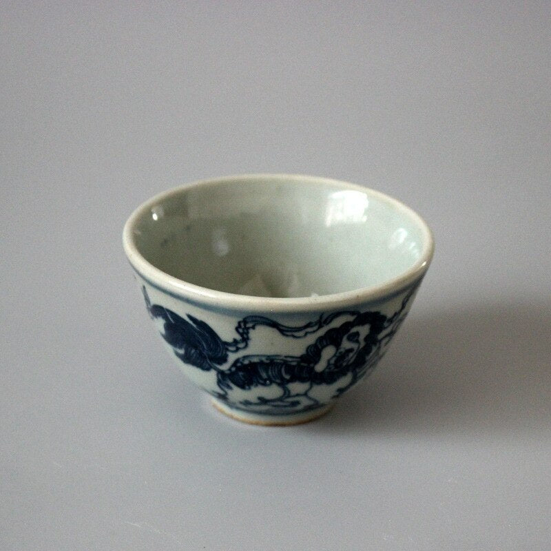 5cm Antique Ceramic Lion Tea Cup Qingming Retro Pinming Tea Master Cup Chinese