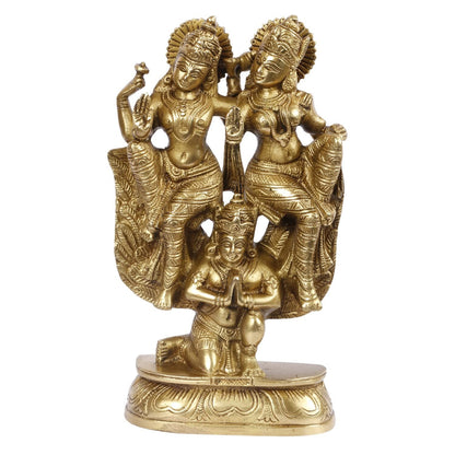 Brass Vishnu Laxmi Riding on Garuda Idol God Figurine Statue 8.5-Inch