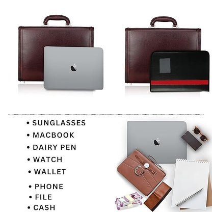 New Leather Travel Briefcase Side Combination Lock Office Business Handbag