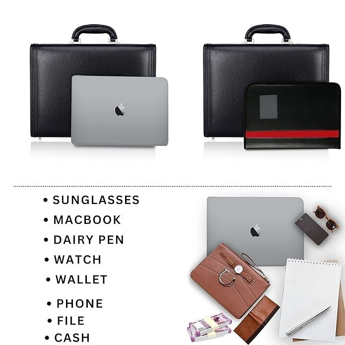 New Leather Travel Briefcase Side Combination Lock Office Business Handbag