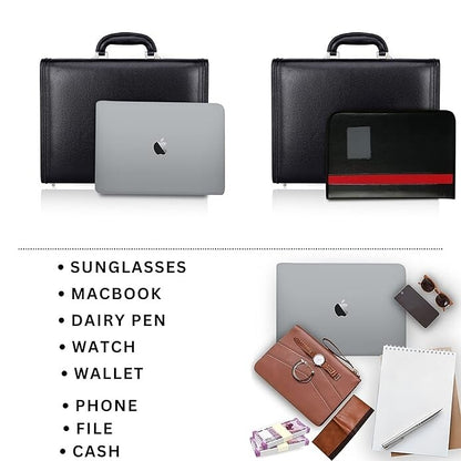 New Leather Travel Briefcase Side Combination Lock Office Business Handbag
