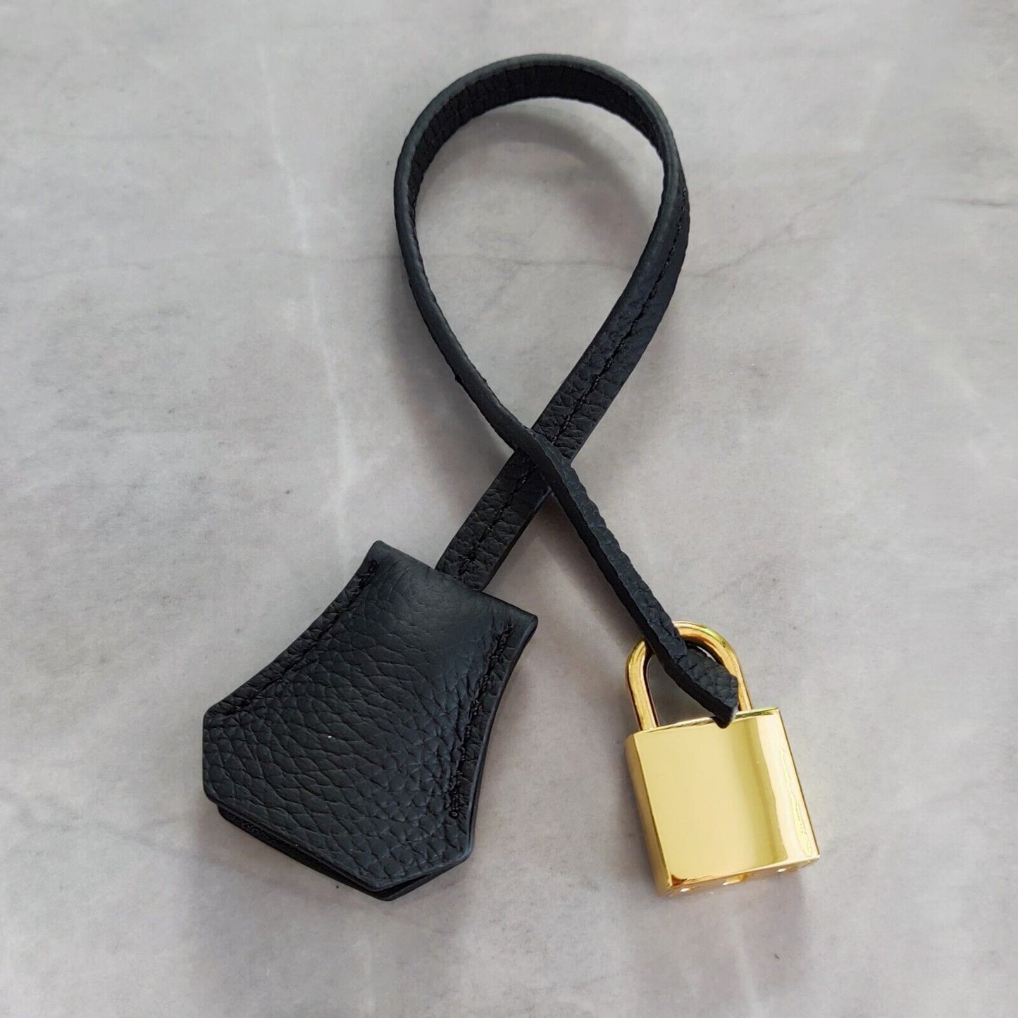 Real Cowhide Leather Clochette Bag Charm Gold/ Silver Padlock & Key for Handbags