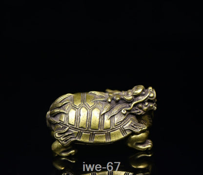 Old China Bronze Carving Dragon Turtle Statue Collection