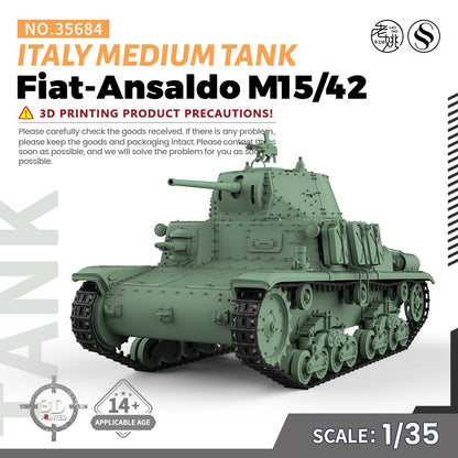 SSMODEL SS35684 1/35 Military Model Kit Italy Fiat-Ansaldo M15/42 Medium Tank