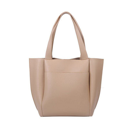 Leather Woman Tote Shopper Handbags Single Shoulder Bag with Outer Pocket