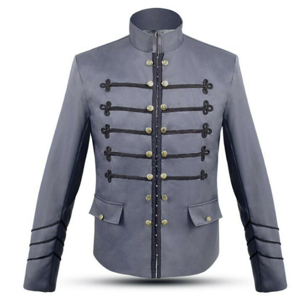 Men's Gothic Steampunk Blazer Jacket Stand Collar Long sleeve Slim Fit Cosplay