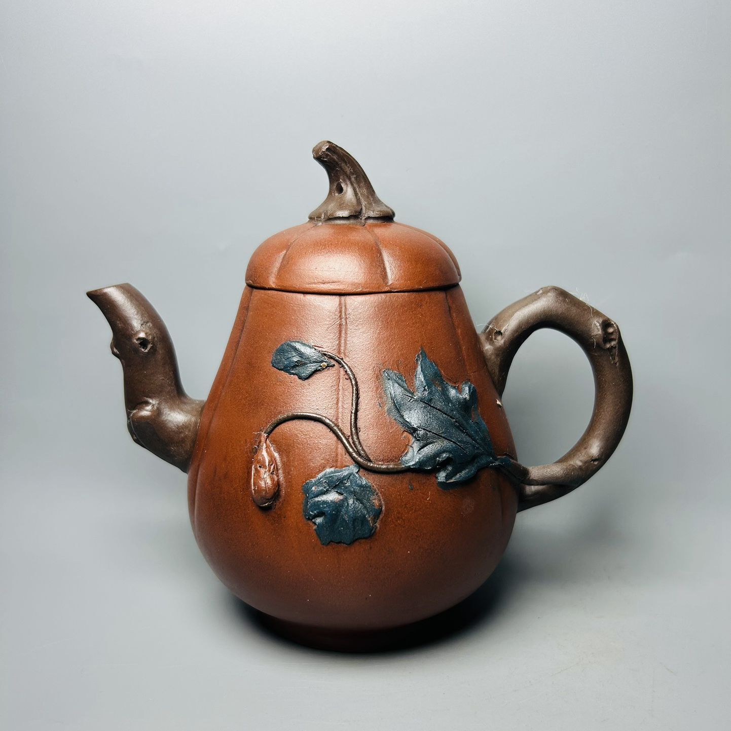 Vintage Chinese Yixing Purple Clay Teapot Zisha Ceremony Ceramic Pumpkin Teaware