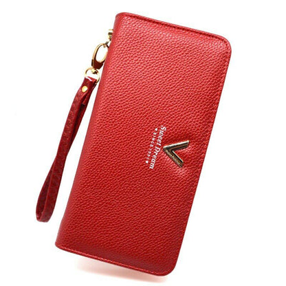 Female Leather Purse Wallets WomenClutch Handbag Ladies Long Clamps Card Holder
