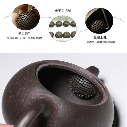 6.8oz Handmade Tea Pot Yixing Zisha Clay Master Xishi Pot Basket Infuser Holes