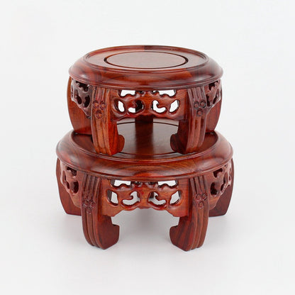 Mahogany Wood Carving Base Serving Tray Pedestal Square Teapot Display Stand
