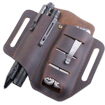 Mens Genuine Leather Tool Holder EDC Waist Bag Belt Pack Outdoor Waist Tool Case