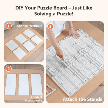 1000-Piecce Tilting Puzzle Board with Stand, 31” X 24” Lightweight Portable Puzz