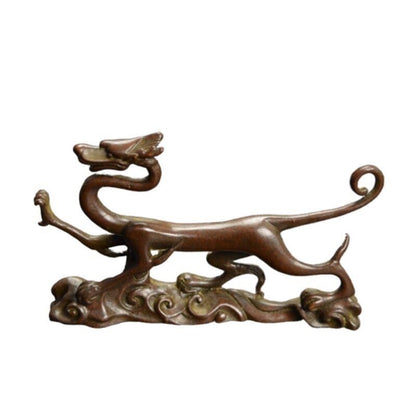 Art chinese fortune bronze dragon figure statue collectable tea pet table decor