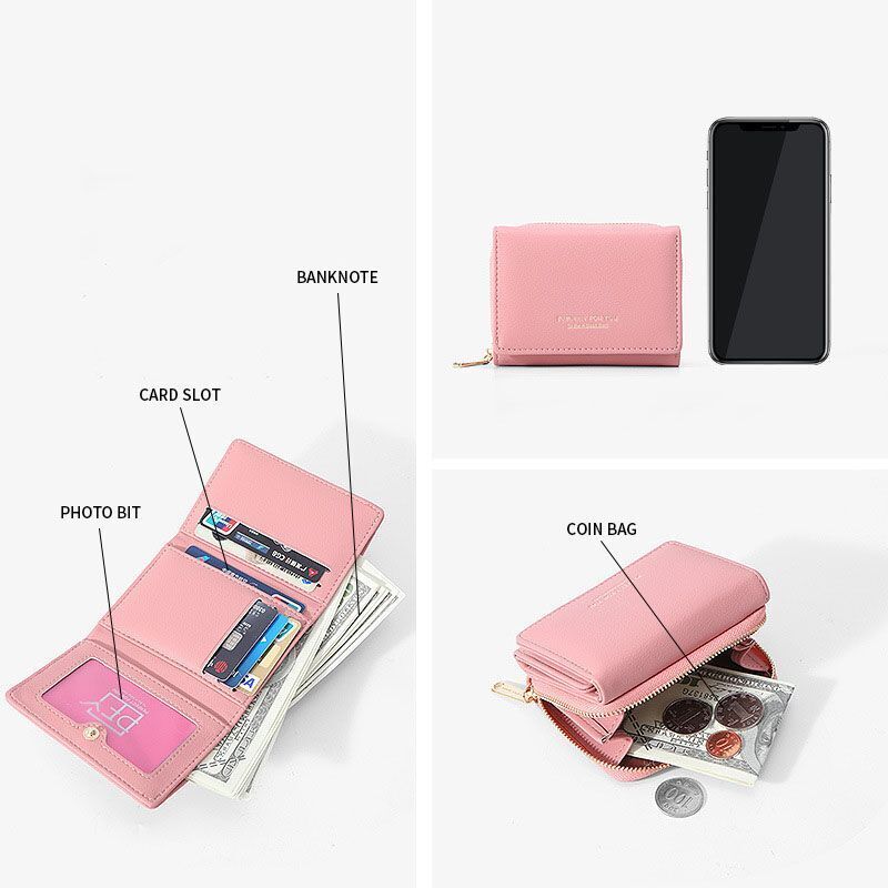Women Wallet Multifunctional Folding Multi-card Slot Card Bag Zipper Coin Purse