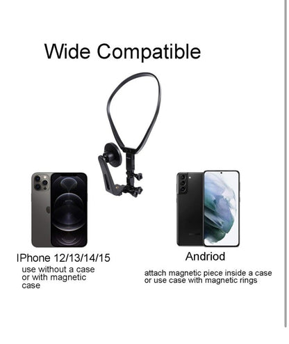 Strong Magnetic Neck Mount Holder Silicone For iPhone SAMSUNG POV Cell Phone