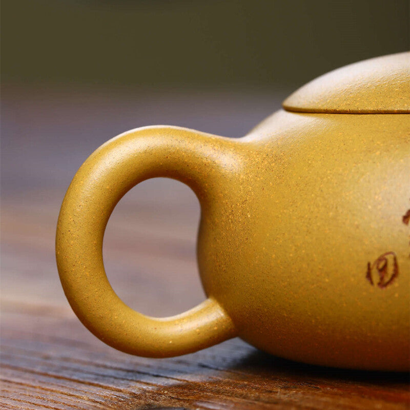 Tea Set Xishi Pot Handmade Carved Chinese Real Yixing Zisha Duan Clay Tea Pot