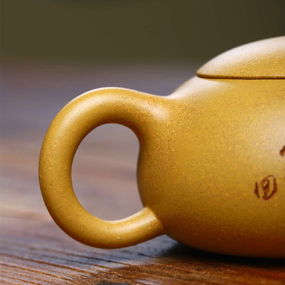 Tea Set Xishi Pot Handmade Carved Chinese Real Yixing Zisha Duan Clay Tea Pot