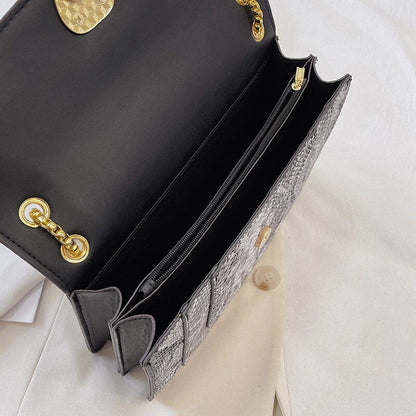 Snake Print Leather Shoulder Bag Handbag Crossbody Bags Square Purse 27*18*7 CM