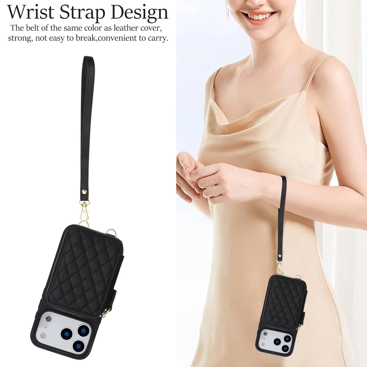 Crossbody Wallet Case for iPhone 17 Pro Max/Air/17 Pro/17 Zipper Handbag Purse