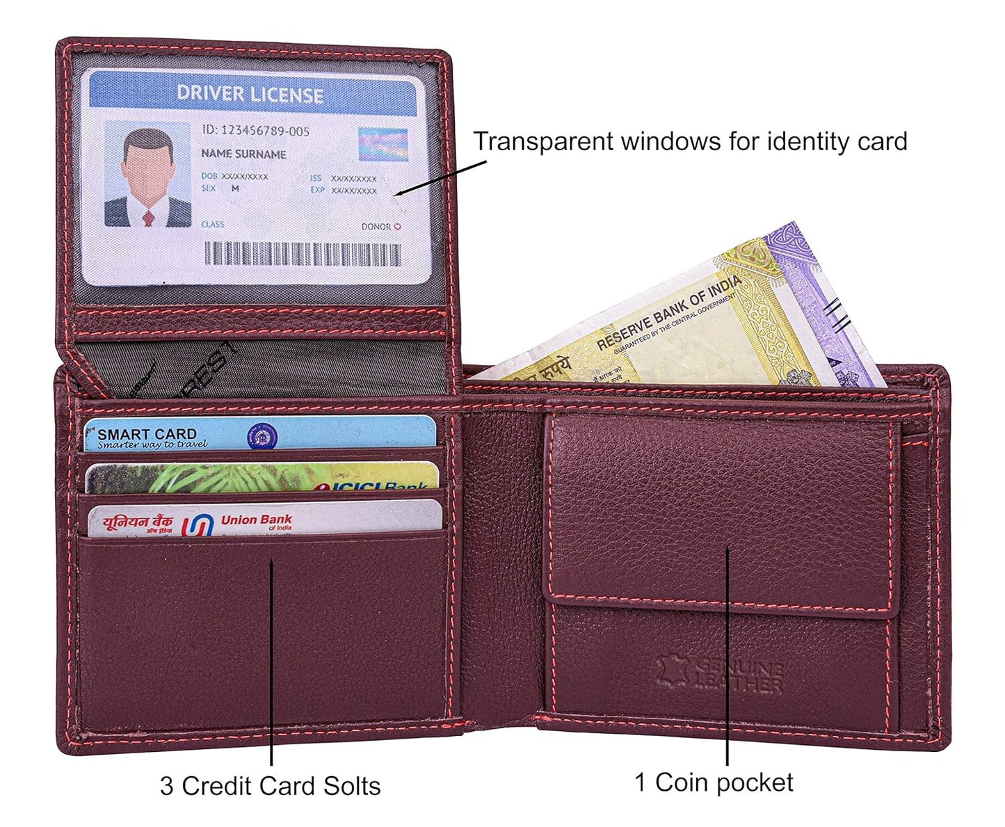 New Brown Bi-Fold Leather Men's Wallet RFID Protection Gift Item