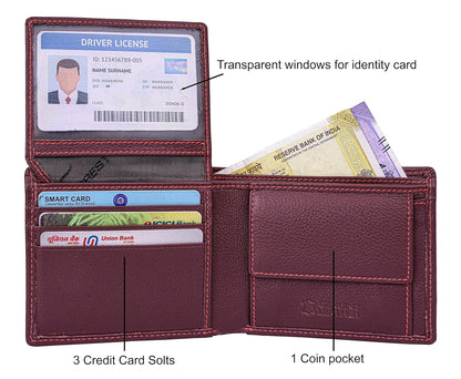 New Brown Bi-Fold Leather Men's Wallet RFID Protection Gift Item