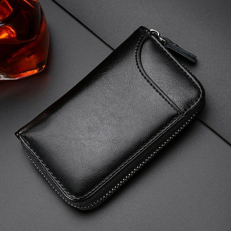 Zipper Wallet Leather Men Key Holder Pouch Purse Unisex Useful Key Organizer Bag