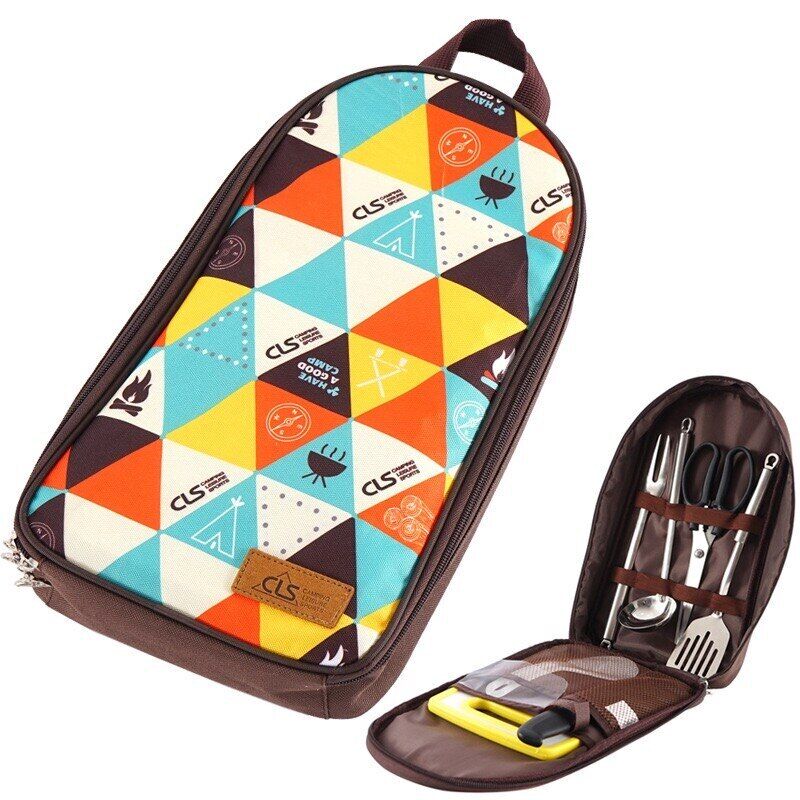 Camping Barbecue Cookware Kitchen Set Bag Storage Bag 7-piece Picnic Bag