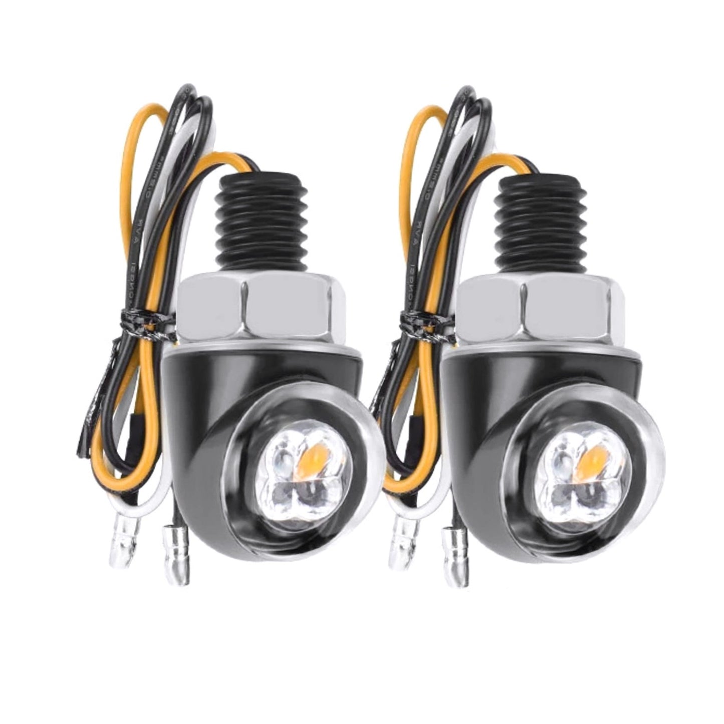 Turn Signal Lights Pair for Motorcycle Dirt Bike 12V Amber White Blinker Lamp