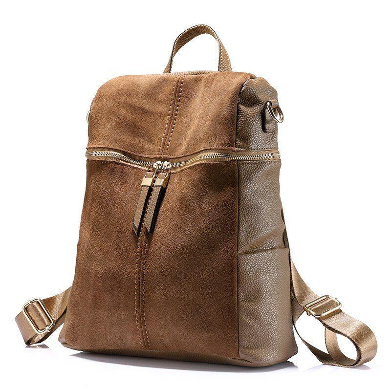 Vintage Backpack Nubuck Synthetic Leather School Large Shoulder Bags Polyester