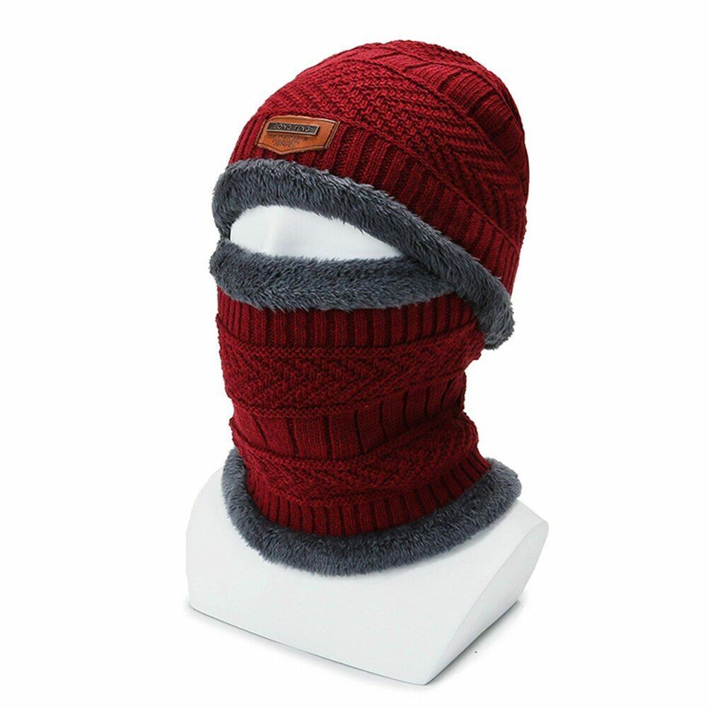 Winter Hat Knitted Neck Collar Thermal Beanie Cap Outdoor Camping Hiking Travel