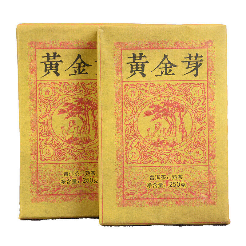 250g Yunnan Pu'er Ripe Tea Golden Bud Ripe Tea Brick