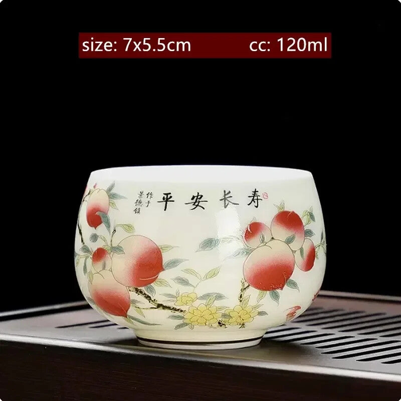 Lamb Fat Jade White Porcelain Tea Cup Handmade Portable Ceramic Teacup Tea Set