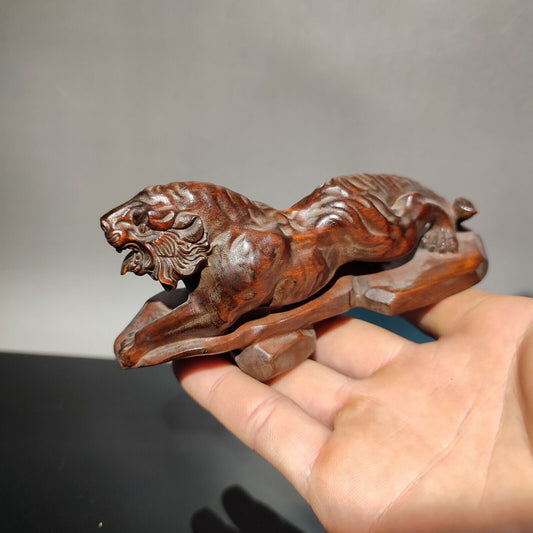 vintage chinese wooden carving Tiger statue desk decor room home wood carved