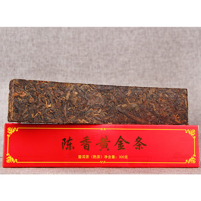 300g Puerh Ripe Tea Aged Golden Bar Spring Tea Ancient Pu'er Tea Black Tea