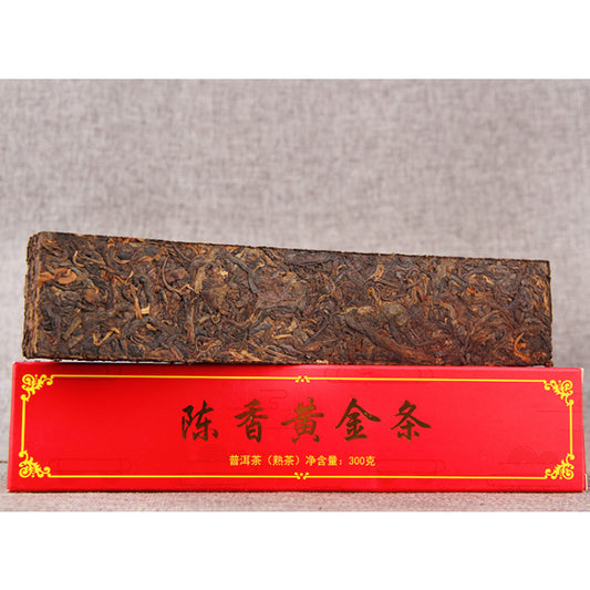300g Puerh Ripe Tea Aged Golden Bar Spring Tea Ancient Pu'er Tea Black Tea